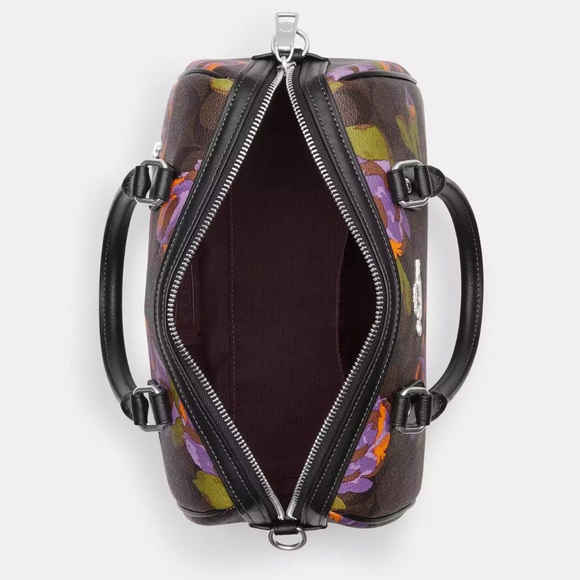 NWT💃Coach Rowan Satchel In Signature Canvas With Rose Print - Picture 7 of 12